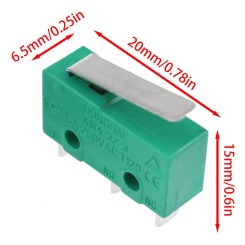 KW4-3Z Micro Limit Switch Three-Pin Roller Waterproof Travel Limit Switch Micro Switch with Lever Green 4PCS...